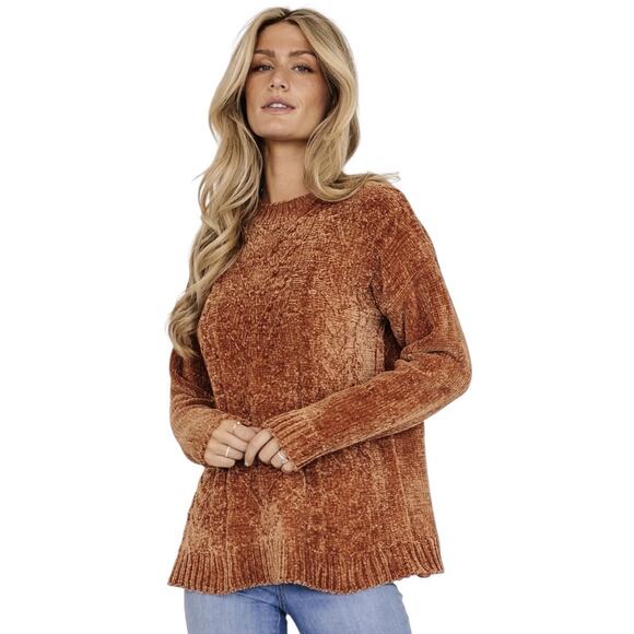 NWT Baltic Born Size 1X Burnt Orange Jillian Chenille Chunky Knit Sweater - Picture 1 of 6